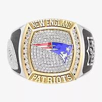 True Fans Fine Jewelry New England Patriots Mens 1/2 CT. Natural White Diamond 10K Two Tone Gold Fashion Ring