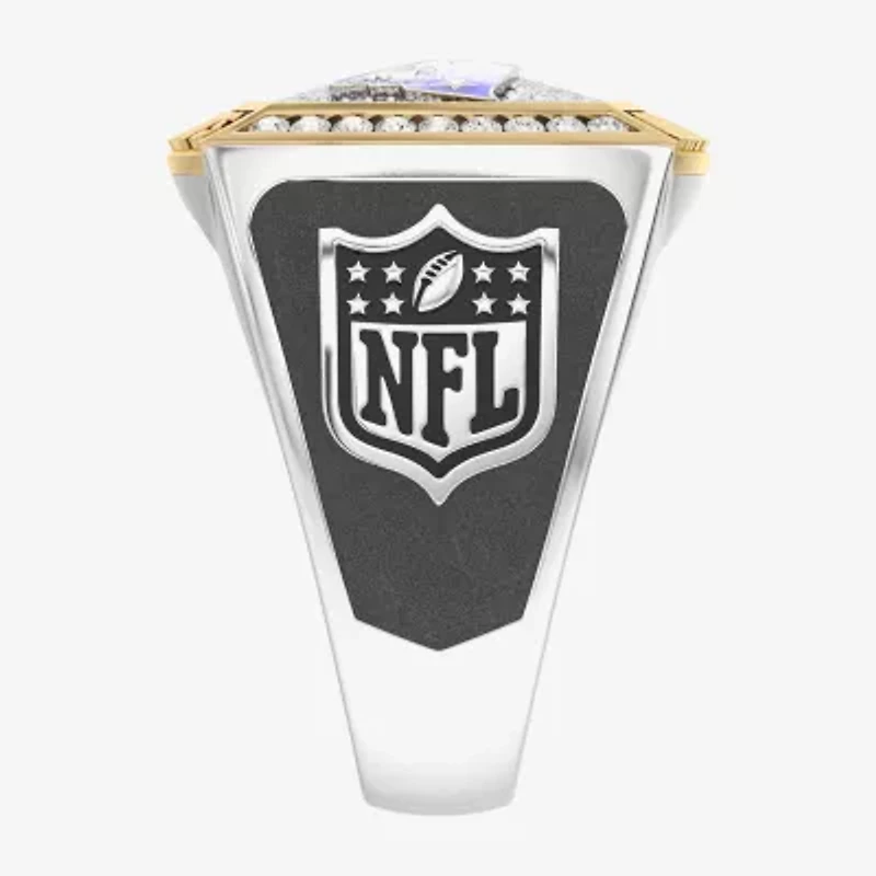 True Fans Fine Jewelry New England Patriots Mens 1/2 CT. Natural White Diamond 10K Two Tone Gold Fashion Ring