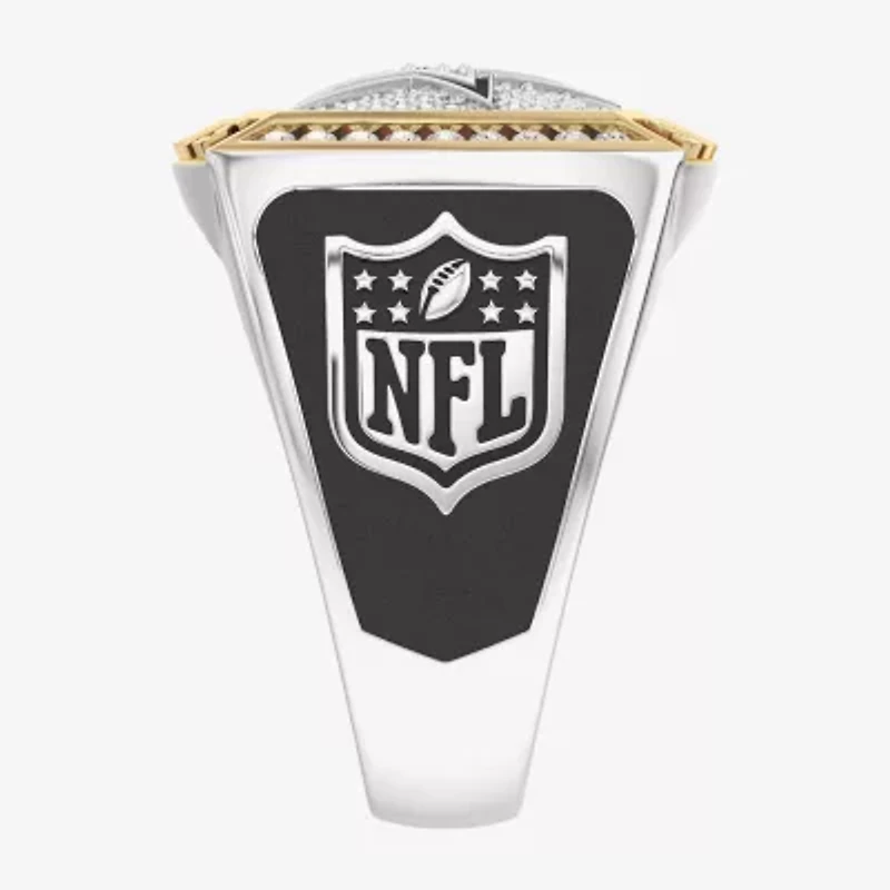 True Fans Fine Jewelry Dallas Cowboys Mens 1/2 CT. Natural White Diamond 10K Two Tone Gold Star Fashion Ring