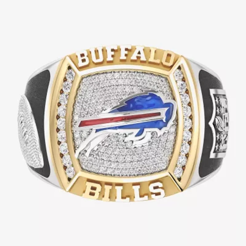 True Fans Fine Jewelry Buffalo Bills Mens 1/2 CT. Natural White Diamond 10K Two Tone Gold Fashion Ring