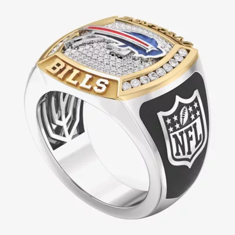 True Fans Fine Jewelry Buffalo Bills Mens 1/2 CT. Natural White Diamond 10K Two Tone Gold Fashion Ring