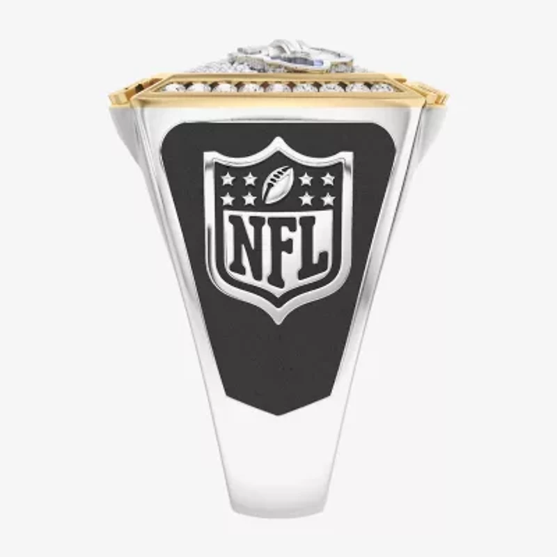 True Fans Fine Jewelry Buffalo Bills Mens 1/2 CT. Natural White Diamond 10K Two Tone Gold Fashion Ring