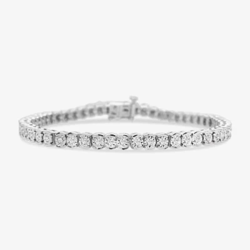 Womens 1 CT. T.W. Lab Grown White Diamond Sterling Silver Inch Tennis Bracelet