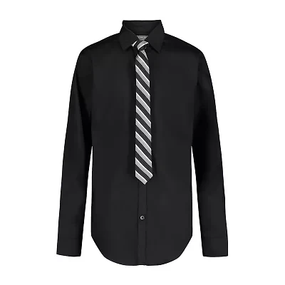 Van Heusen Little & Big Kid Boys Long Sleeve Point Collar Shirt + Tie Set