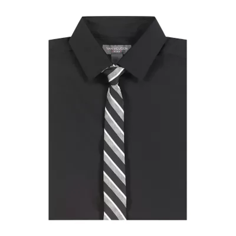 Van Heusen Little & Big Kid Boys Long Sleeve Point Collar Shirt + Tie Set
