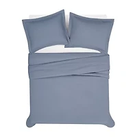 London Fog Garment Wash Solid Duvet Cover Set