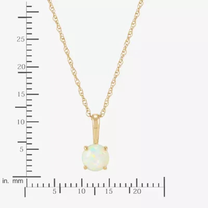 Limited Quantities! Womens Lab Created White Opal 14K Gold Round 18 Inch Pendant Necklace