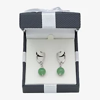 Womens Genuine Green Jade Cultured Freshwater Pearl Sterling Silver Drop Earrings