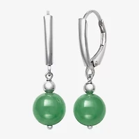 Womens Genuine Green Jade Cultured Freshwater Pearl Sterling Silver Drop Earrings