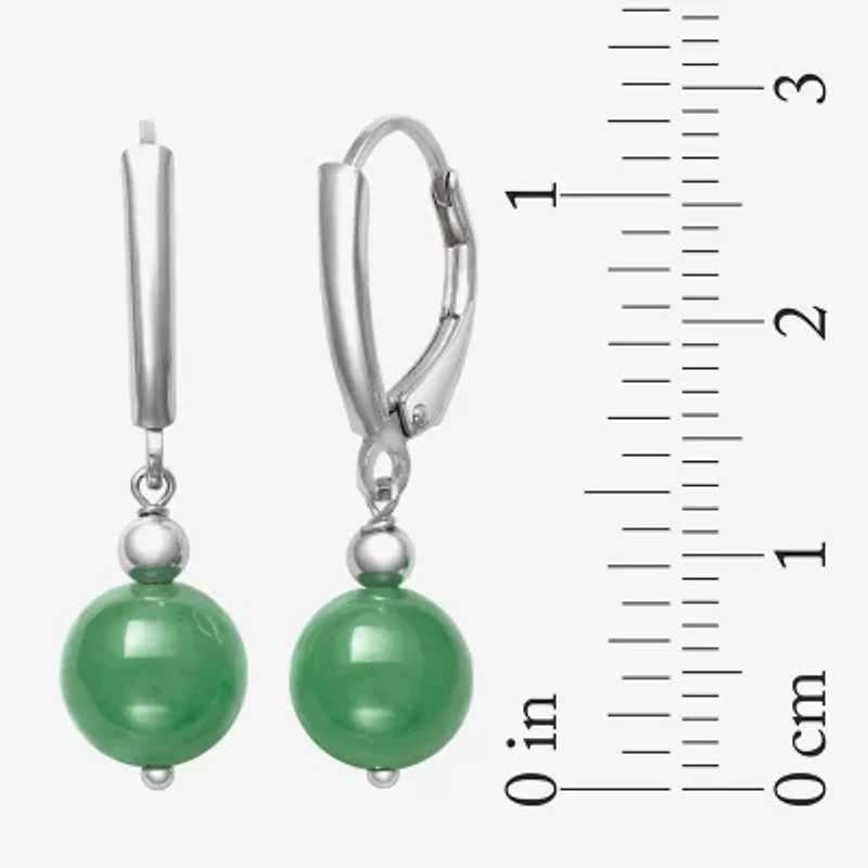 Womens Genuine Green Jade Cultured Freshwater Pearl Sterling Silver Drop Earrings