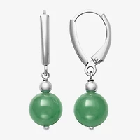 Womens Genuine Green Jade Cultured Freshwater Pearl Sterling Silver Drop Earrings
