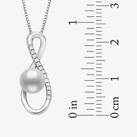 Womens White Cultured Freshwater Pearl Sterling Silver Infinity 18 Inch Pendant Necklace