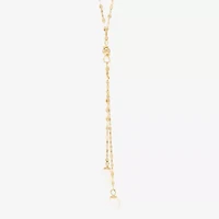 Womens White 10K Gold 17 Inch Y Necklace
