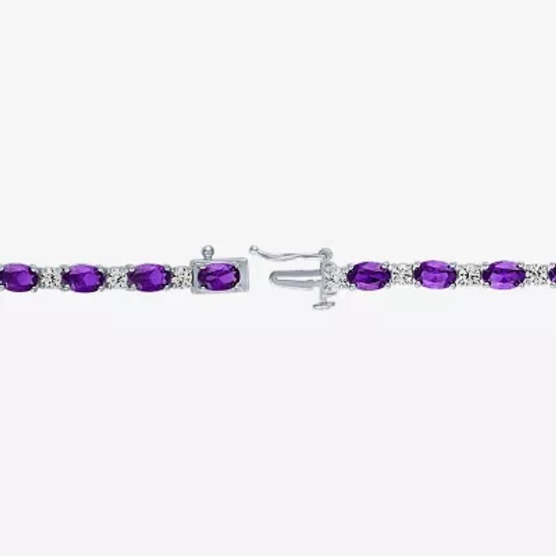 Gemstone Sterling Silver Oval 7.5 Inch Tennis Bracelet