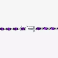 Gemstone Sterling Silver Oval 7.5 Inch Tennis Bracelet