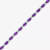Gemstone Sterling Silver Oval 7.5 Inch Tennis Bracelet