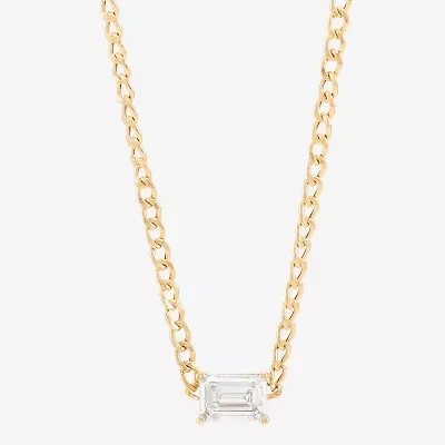 (H-I / Si1-Si2) Womens 1 CT. Lab Grown White Diamond 10K Gold 18 Inch Pendant Necklace