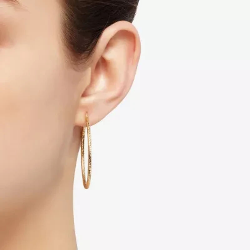 Limited Quantities! Womens 14K Gold 40mm Round Hoop Earrings