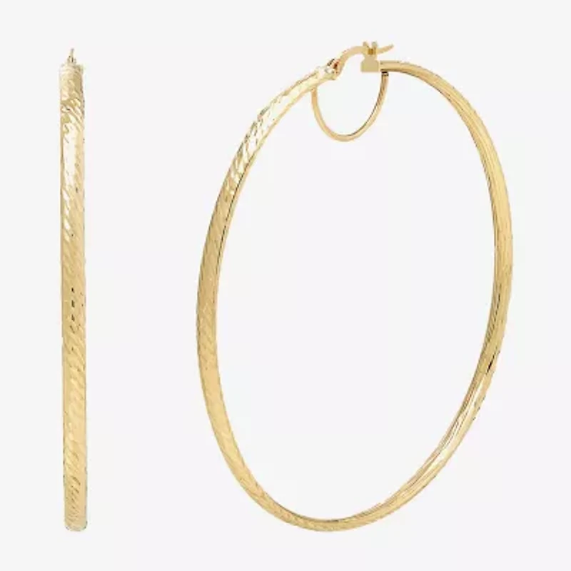 Limited Quantities! Womens 14K Gold 60mm Round Hoop Earrings