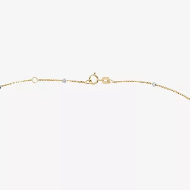 Limited Quantities! Womens 14K Two Tone Gold 10 Inch Box Ankle Bracelet