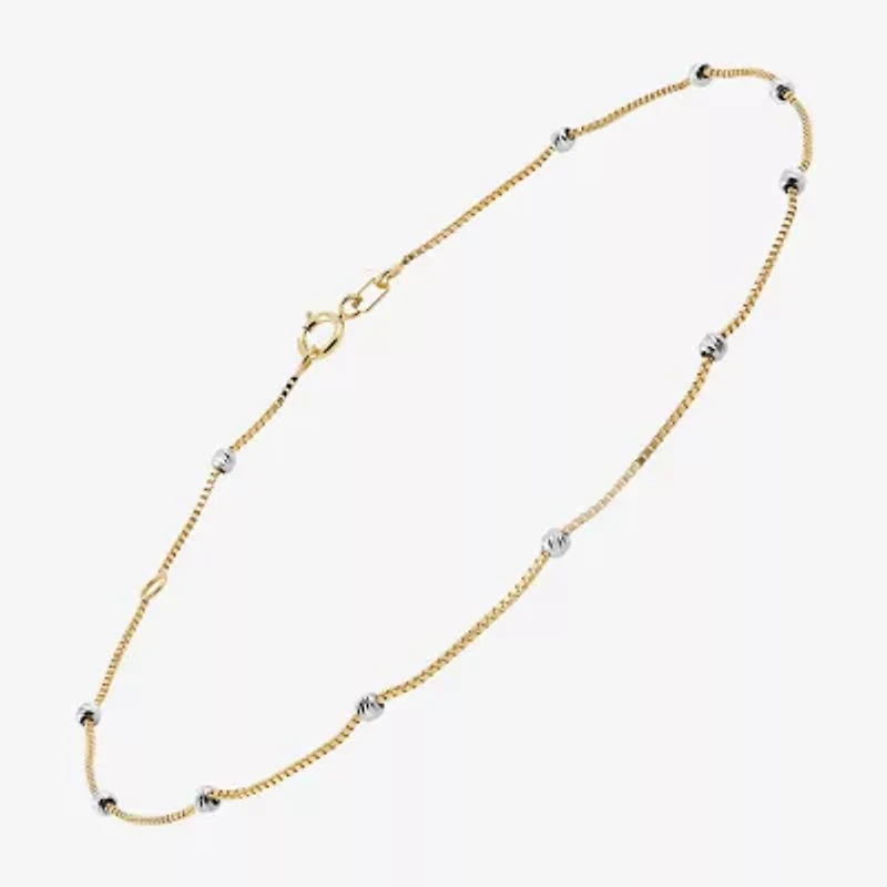 Limited Quantities! Womens 14K Two Tone Gold 10 Inch Box Ankle Bracelet
