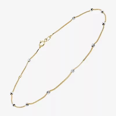 Limited Quantities! Womens 14K Two Tone Gold 10 Inch Box Ankle Bracelet