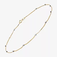 Limited Quantities! Womens 14K Two Tone Gold 10 Inch Box Ankle Bracelet