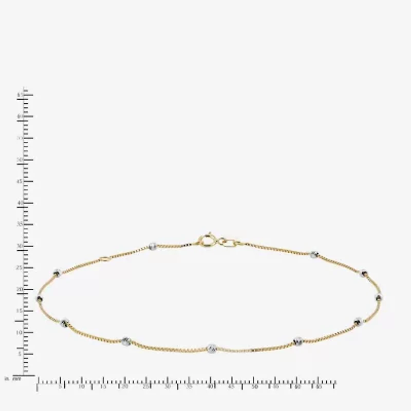 Limited Quantities! Womens 14K Two Tone Gold 10 Inch Box Ankle Bracelet