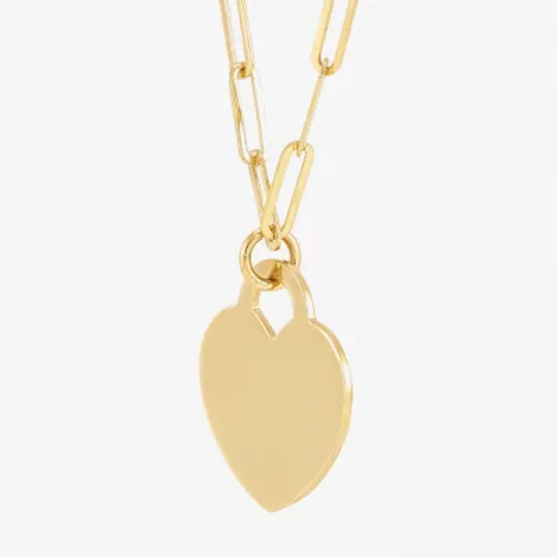 Limited Quantities! Womens 10K Gold Heart / Inch Pendant Necklace