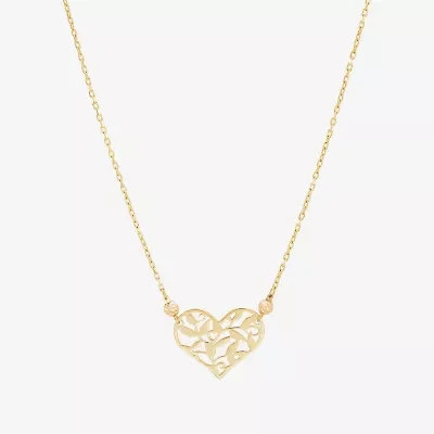 Limited Quantities! Womens 10K Gold Heart 18 Inch Pendant Necklace