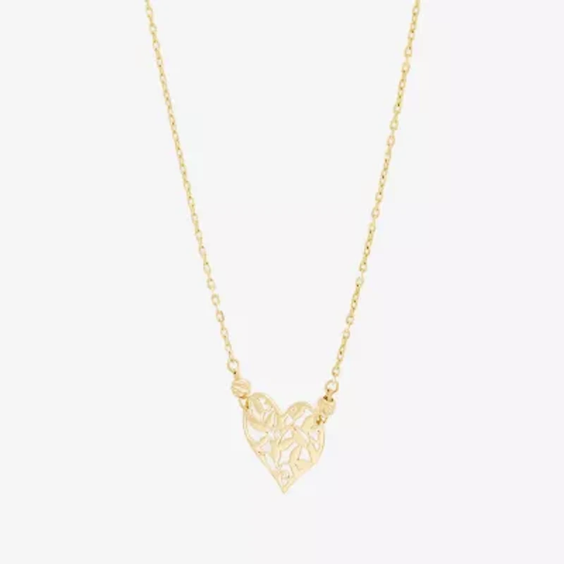 Limited Quantities! Womens 10K Gold Heart / Inch Pendant Necklace
