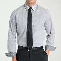 Nick Graham Mens Spread Collar Long Sleeve Shirt + Tie Set Fitted