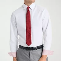 Nick Graham Mens Spread Collar Long Sleeve Shirt + Tie Set Fitted