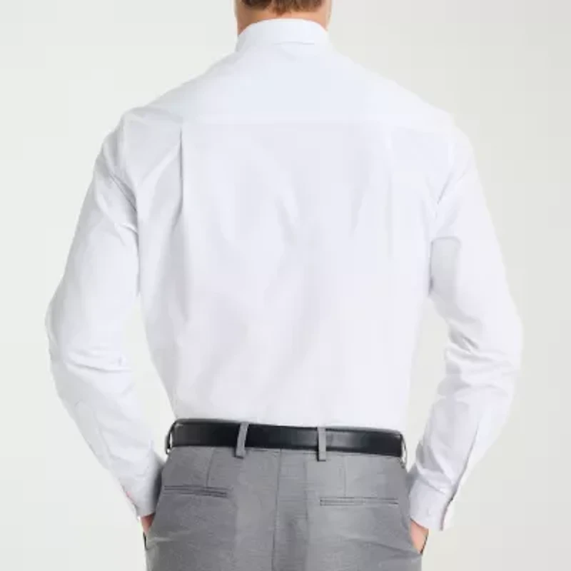Nick Graham Mens Spread Collar Long Sleeve Shirt + Tie Set Fitted