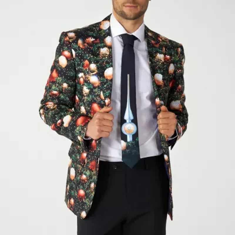 OppoSuits Mens Christmas Shine Pine 3-pc Suit