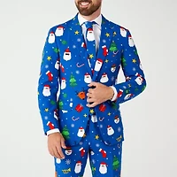 OppoSuits Mens Christmas Festivity Blue 3-pc Suit