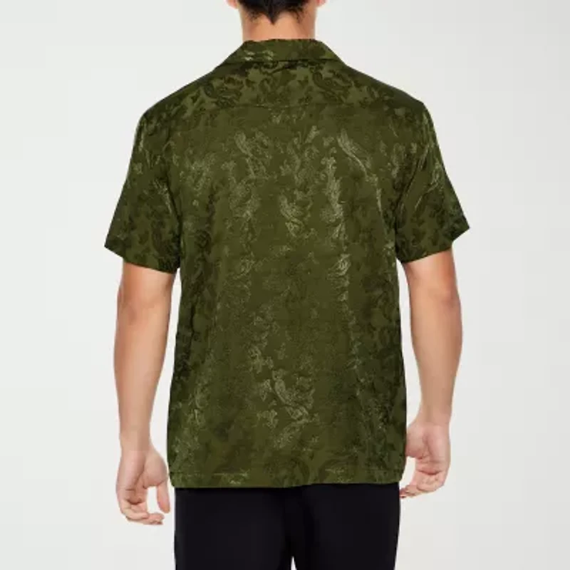 Forever 21 Mens Short Sleeve Paisley Button-Down Shirt