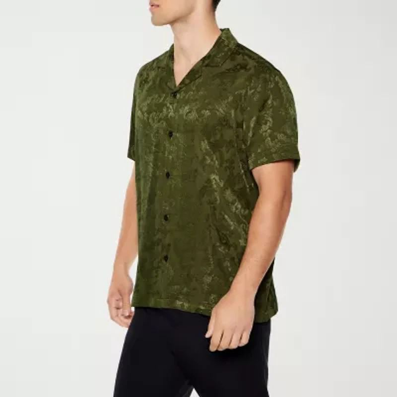 Forever 21 Mens Short Sleeve Paisley Button-Down Shirt