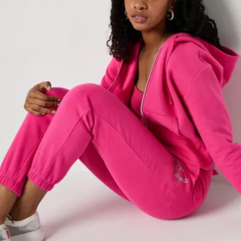 Juicy By Juicy Couture Womens Cuffed Mid Rise Juniors Fleece Jogger Pant