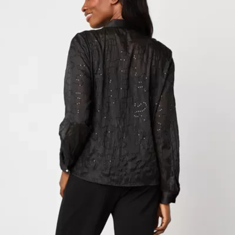 Laurel Grey Womens Long Sleeve Blouse
