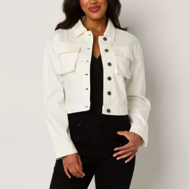 a.n.a Womens Denim Midweight Cropped Jacket