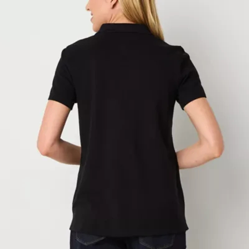 St. John's Bay Womens Adaptive Short Sleeve Easy-on + Easy-off Polo Shirt