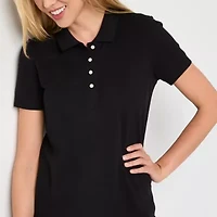St. John's Bay Womens Adaptive Short Sleeve Easy-on + Easy-off Polo Shirt