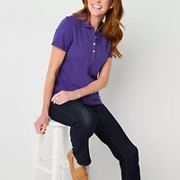 St. John's Bay Womens Short Sleeve Polo Shirt