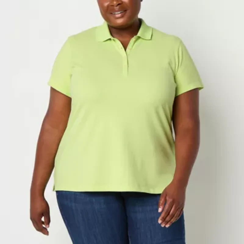St. John's Bay Plus Womens Short Sleeve Polo Shirt