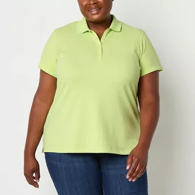 St. John's Bay Plus Womens Short Sleeve Polo Shirt