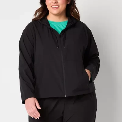 Xersion Womens Plus FeatherLite Woven Lightweight Windbreaker