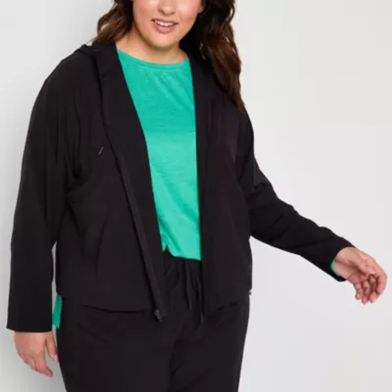 Xersion Womens Plus FeatherLite Woven Lightweight Windbreaker