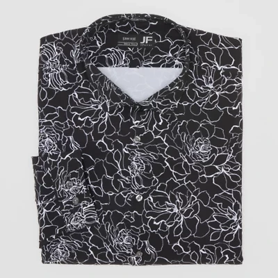 J. Ferrar Mens 360 Stretch Slim-Tall Fit Easy Care Fabric Long Sleeve Dress Shirt