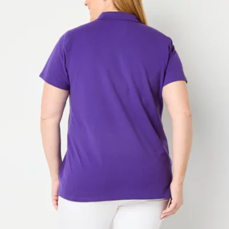St. John's Bay Plus Womens Adaptive Short Sleeve Easy-on + Easy-off Polo Shirt